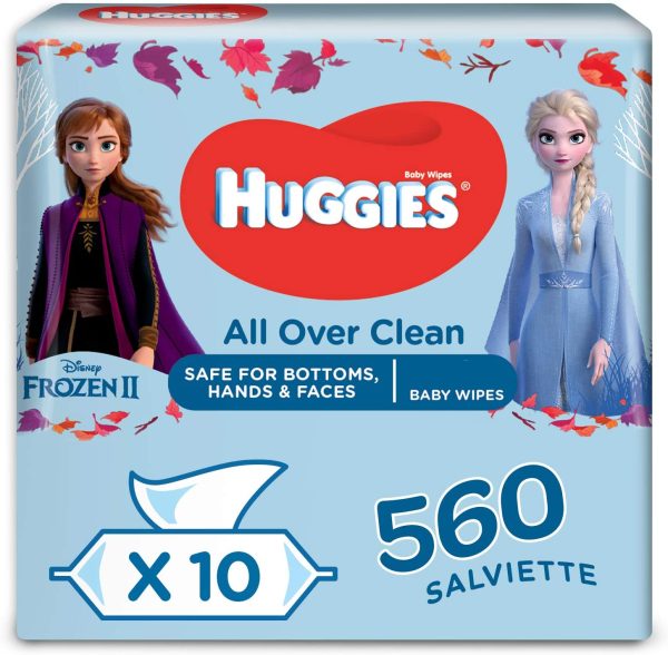 Huggies, Lingettes bébé, Pour les fesses, le visage et les mains, Avec motifs Disney, 10x56 lingettes, All Over Clean Disney – Image 2