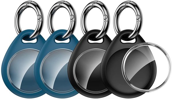 Étui de Protection pour Airtags 2021 [Lot de 4] Coque TPU Souple Silicone AirTags avec Porte-clés [Anti-Perte et Résistant aux Rayures] pour Clés/Sacs/Animaux, etc- 2 Noir+2 Bleu – Image 5