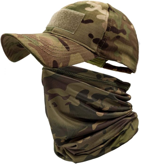 ehsbuy Camo Casquette Homme avec Refroidissement Cache-Cou Casquettes de Baseball Visage Écharpe Armée Tactique Militaire Chapeau Tour de Cou pour Courir Chasse Cyclisme Sports – Image 7