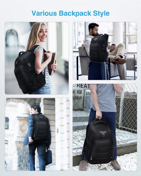 HOMIEE Sac à Dos Homme 17,3 Pouces, Sac à Dos pour Ordinateur Portable Grande Capacité Respirant Antivol Imperméable, Sac à Dos Port de Charge USB et Prise Casque pour Travail Voyage Affaires