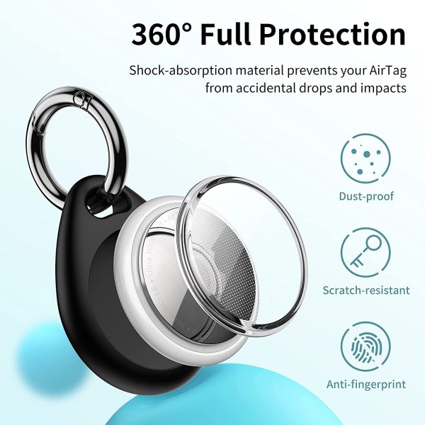 Étui de Protection pour Airtags 2021 [Lot de 4] Coque TPU Souple Silicone AirTags avec Porte-clés [Anti-Perte et Résistant aux Rayures] pour Clés/Sacs/Animaux, etc- 2 Noir+2 Bleu – Image 3