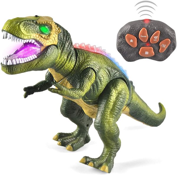 JOYIN LED Allume Dinosaures Télécommandés Marchent et Rugissent Réalistes Jouets de Dinosaure T-Rex avec Yeux Brillants, Mouvement de Marche pour Garçons – Image 2