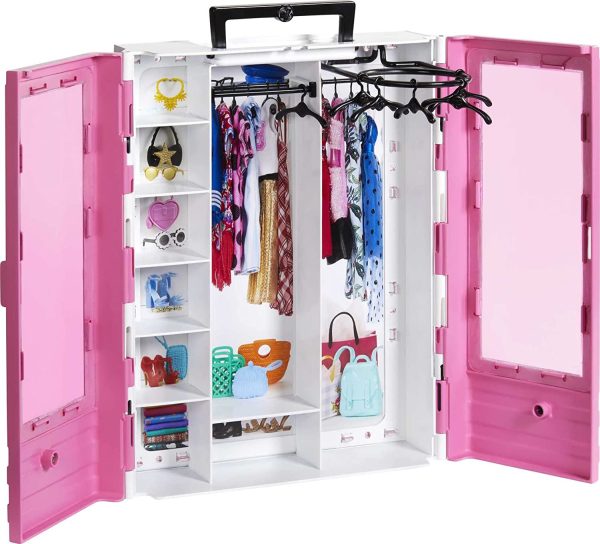 Barbie Fashionistas Le Dressing de Rêve rose à la taille de la poupée, transportable et fourni avec cintres, jouet pour Enfant, GBK11 – Image 7