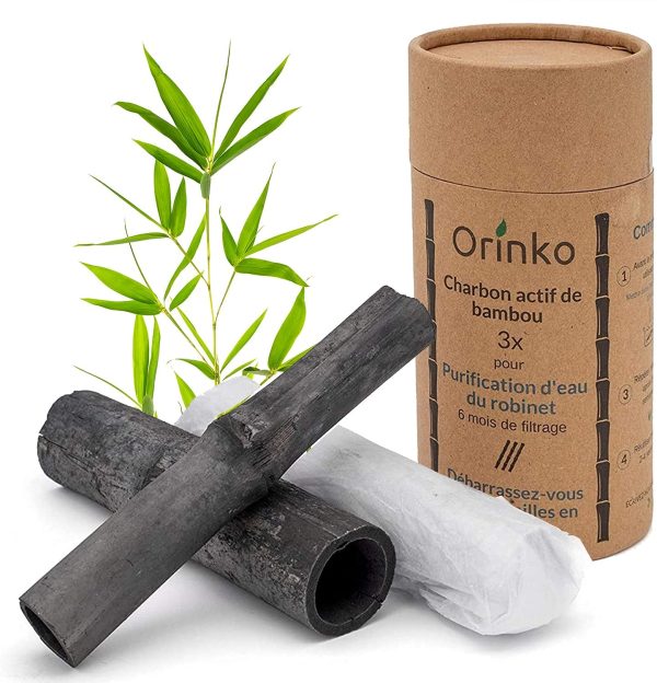 orinko Binchotan Bio 3X | Charbon Actif Binchotan de Bambou pour Purification d'eau en Carafe [????????? ?? ?????????]