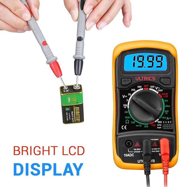 Multimètre Numérique LCD, Haute Qualité Voltmètre Ampèremètre Ohmmètre, Portable Digital Testeur Electrique Mesure Tension Courant Continuité Résistance AC DC Circuit Diodes Transistors