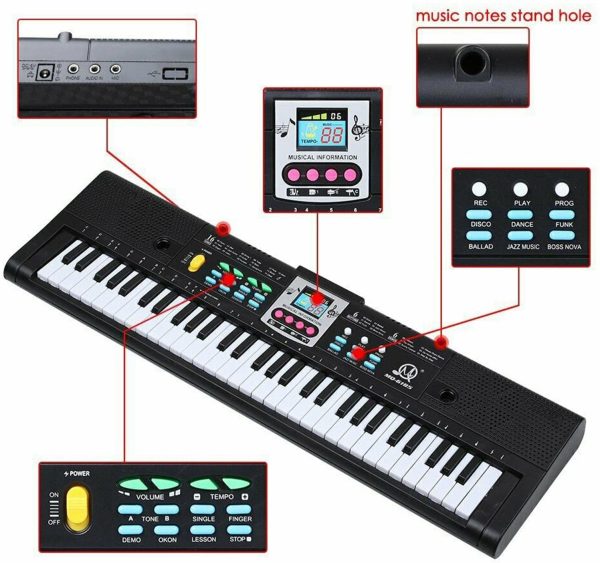 Sharplace Clavier Piano 61 Touches Numérique Musique Clavier avec Microphone Cadeau de Noël Musical Divertissement Orgue Électronique – Image 4