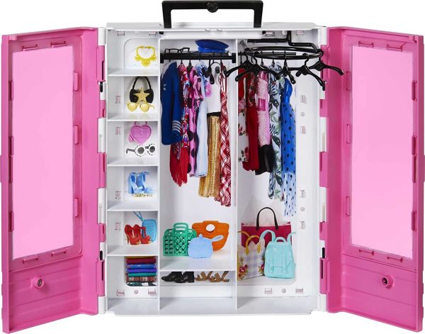 Barbie Fashionistas Le Dressing de Rêve rose à la taille de la poupée, transportable et fourni avec cintres, jouet pour Enfant, GBK11 – Image 6