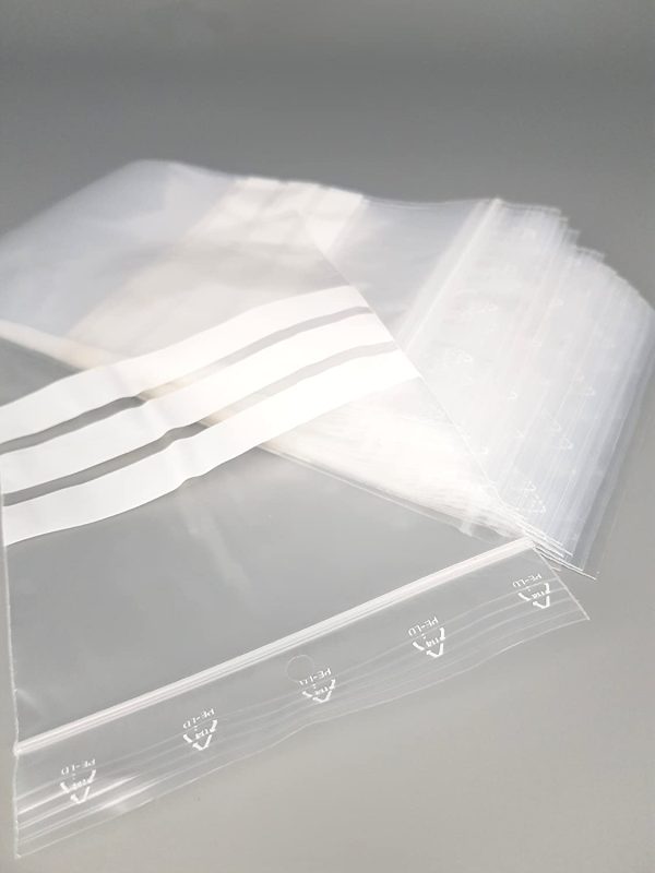 Sachet fermeture Zip - 3 Bandes Blanches - Lot de 100 - 50 microns (40mm x 60mm) – Image 3