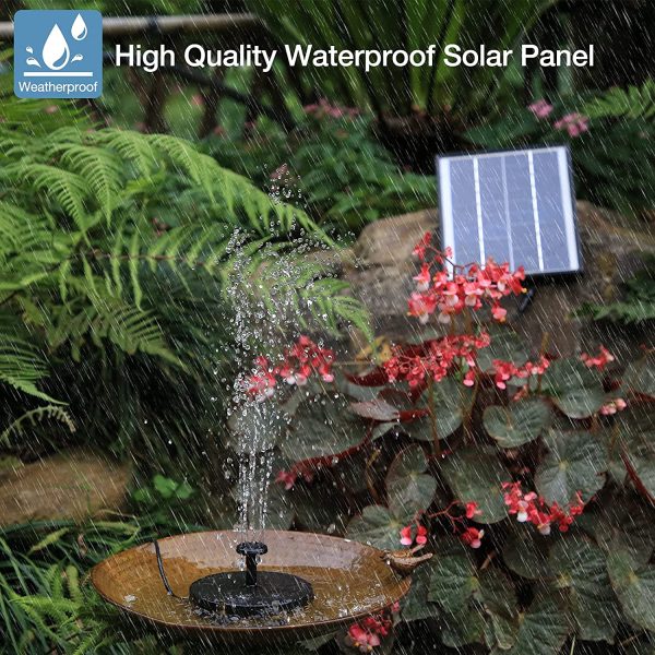 AISITIN Fontaine Solaire Extérieur 6.5W, Pompe Bassin Solaire avec Batterie et 6 Buses, pour Bain d'oiseaux Aquarium Jardin Fontaine – Image 6