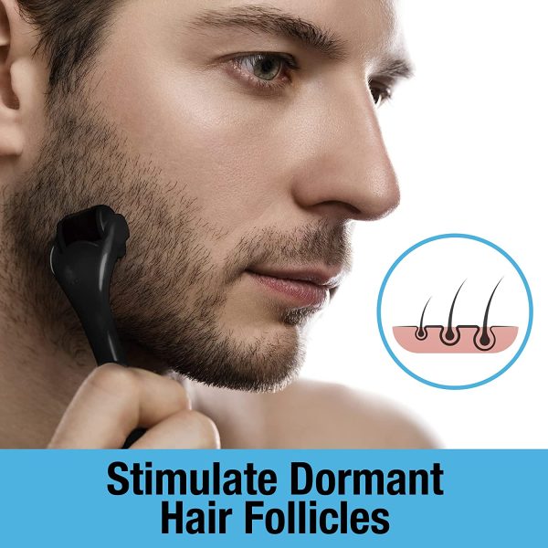 Dermaroller pour la croissance de la barbe et des cheveux de  ??Derma roller stérile en titane de 0,25 mm pour les hommes - Outil à micro-aiguilles pour les follicules dormants – Image 6