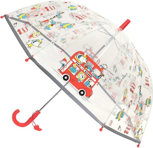 SMARTBULLE Parapluie Enfant Transparent Cloche - Bordure Fluorescente : Diamètre=71cm ; Ouverture Manuel ; Parapluie Fille et Garçon ; Motif : Animaux – Image 5