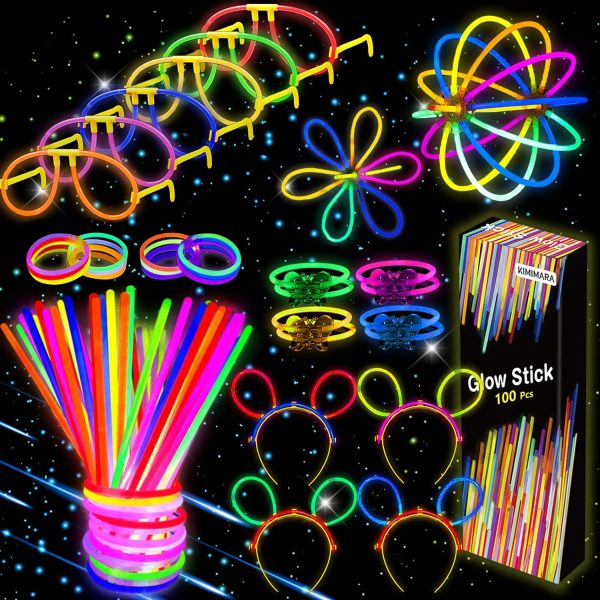 Kimimara Bracelets Fluorescents Lumineux Glow, Bâtons Lumineux Fluorescents avec Connecteurs pour Faire des Colliers et Des Bracelets, pour Halloween, Noël, Anniversaires – Image 6