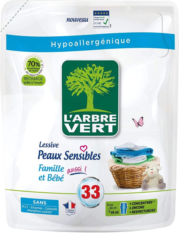 L'ARBRE VERT L'arbre vert - recharge lessive 1.5l peaux sensibles famille bb - 33 lavages - Le bidon de 1,5l – Image 6