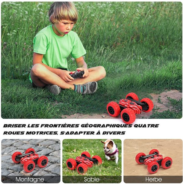 RC Voiture Telecommandé Enfant 360°Rotation Stunt Car 2.4GHz Voiture Radiocommandee avec LED 4WD Buggy Course Rapide ??Voiture Jeux Extérieur Jouet Garçon Fille 3 4 5 6 7 8 9 12 Ans (Rouge – Image 5