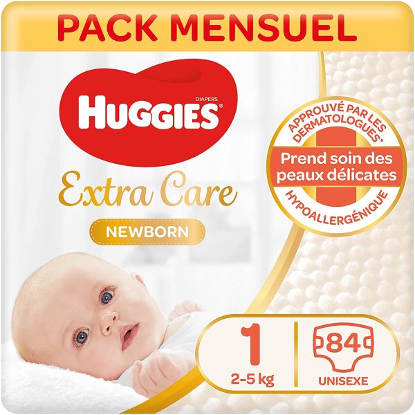 Huggies, Couches bébé Taille 1 (2-5 kg), Nouveau-nés, Unisexe, Avec indicateur d’humidité, Pack 1 mois de consommation, Nouveau née - 21x 4 (84 Unités) – Image 4