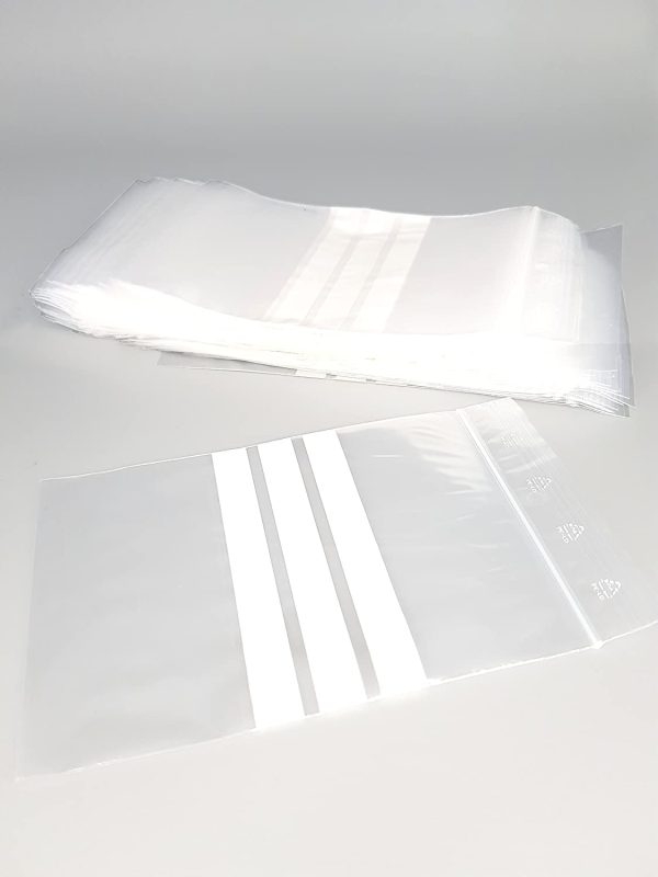 Sachet fermeture Zip - 3 Bandes Blanches - Lot de 100 - 50 microns (40mm x 60mm)