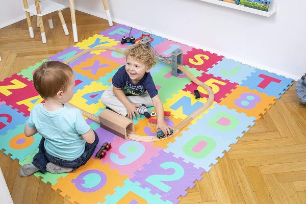 KIDUKU® Puzzle Tapis Mousse bébé, 86 pièces, Tapis de Jeu très résistant pour Enfants, Alphabets & Chiffres – Image 5