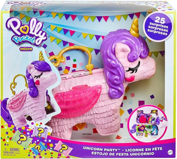 Polly Pocket coffret Licorne en Fête avec mini-figurines Polly et Lila, plusieurs zones de jeu, 25 surprises et accessoires, jouet pour enfant, GVL88 – Image 6