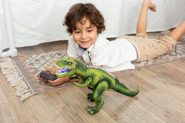 JOYIN LED Allume Dinosaures Télécommandés Marchent et Rugissent Réalistes Jouets de Dinosaure T-Rex avec Yeux Brillants, Mouvement de Marche pour Garçons – Image 4