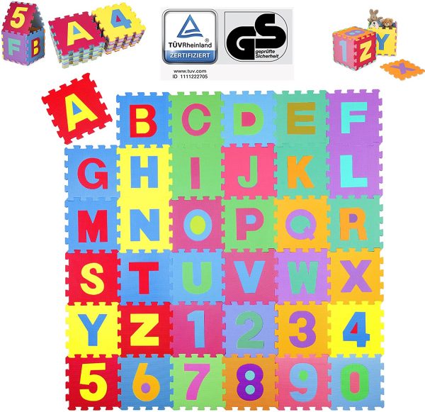 KIDUKU® Puzzle Tapis Mousse bébé, 86 pièces, Tapis de Jeu très résistant pour Enfants, Alphabets & Chiffres – Image 9